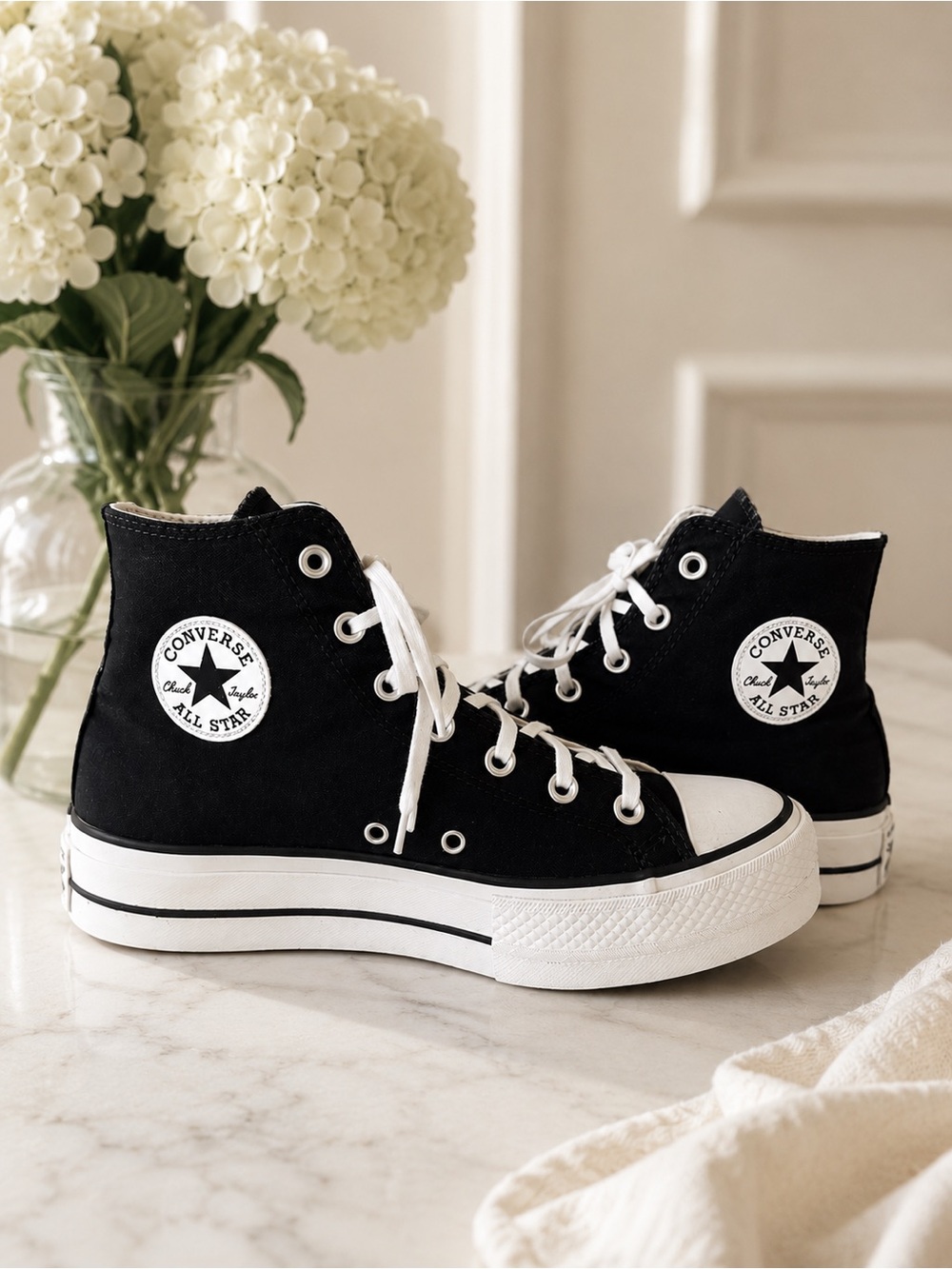 Converse Black & White High-Top Platform Sneakers